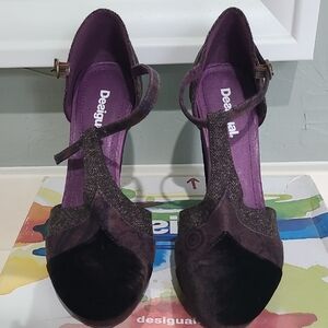 Desigual Women's Elegant Black and Purple Heels